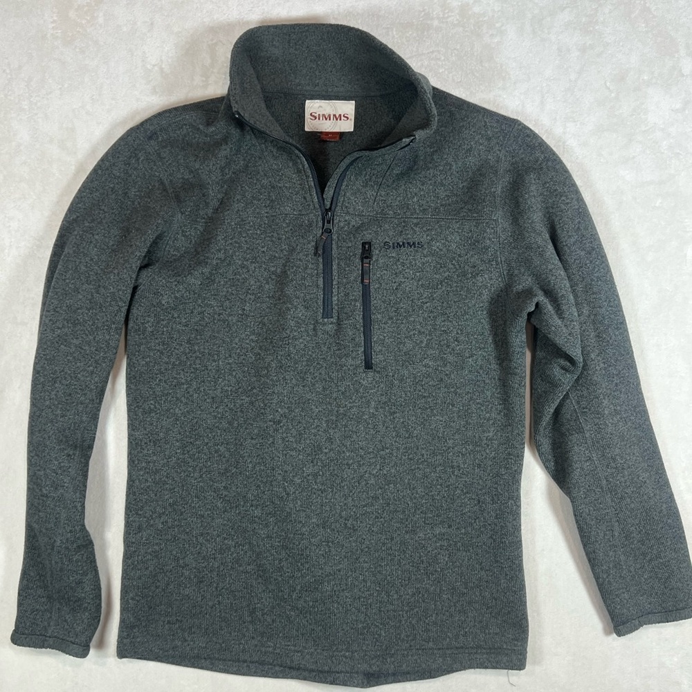 Simms Size Medium Charcoal Brown Fleece Half Zip-Up Men's Sweater